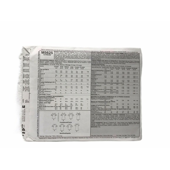 Mccalls M5625 Misses Tops Belt Tunic Raglan Sleeves Sewing Pattern Size Xs-M - Picture 3 of 7